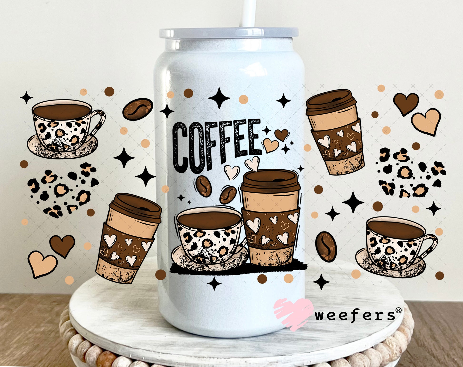 UV DTF Cup Wrap – Coffee Time 16oz Glass Can Generic Weefers
