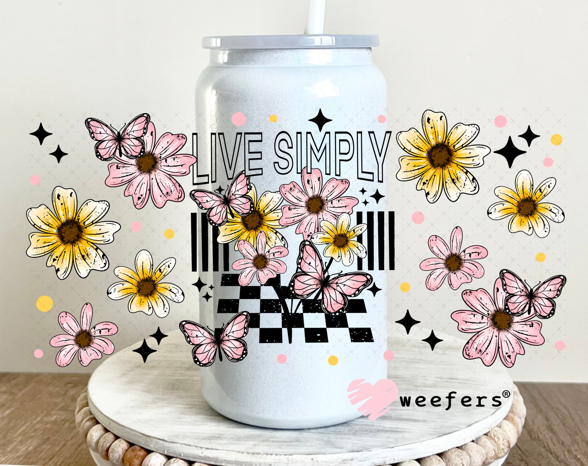 UV DTF Cup Wrap – Live Simple 16oz Glass Can Generic Weefers