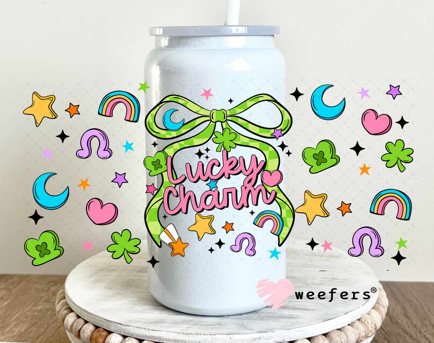 UV DTF Cup Wrap – Lucky Charm St. Patricks 16oz Glass Can Generic Weefers