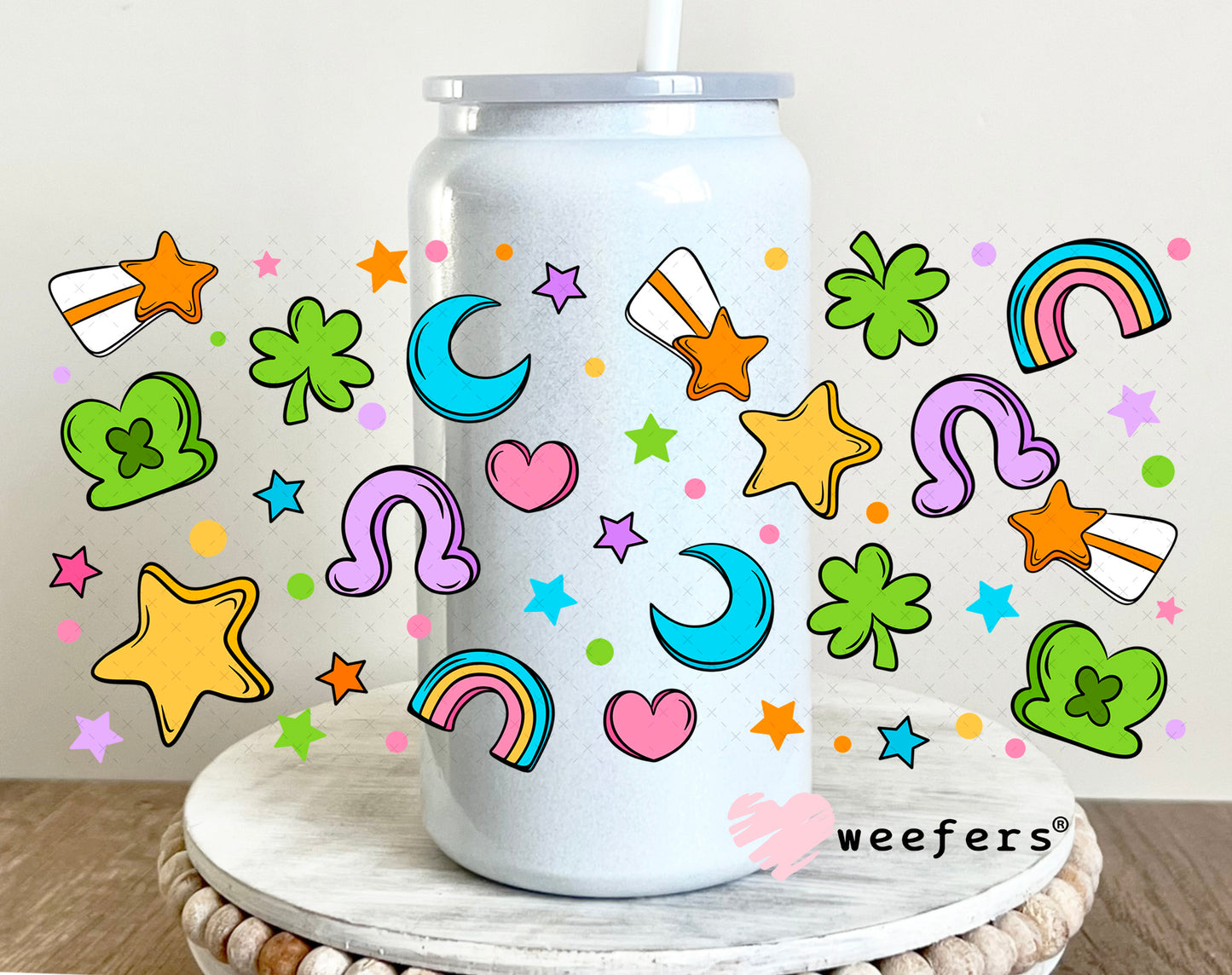 UV DTF Cup Wrap – Lucky Charm Charms St. Patricks 16oz Glass Can Generic Weefers
