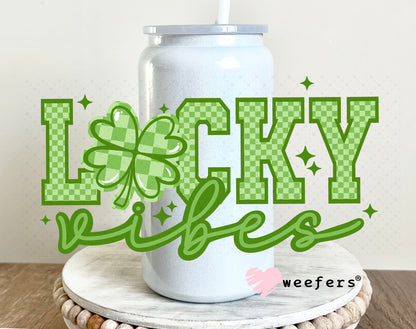UV DTF Decal - Lucky Vibes Patrick's Day 16oz Glass Can Generic Weefers