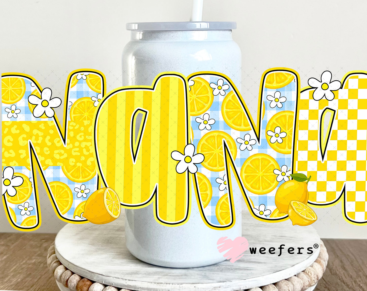 UV DTF Decal - Nana Sunny Yellow 16oz Glass Can Generic Weefers