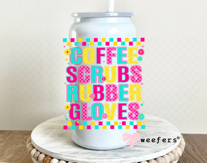 UV DTF Decal - Coffee Scrubs Rubber Gloves 16oz Glass Can Generic Weefers