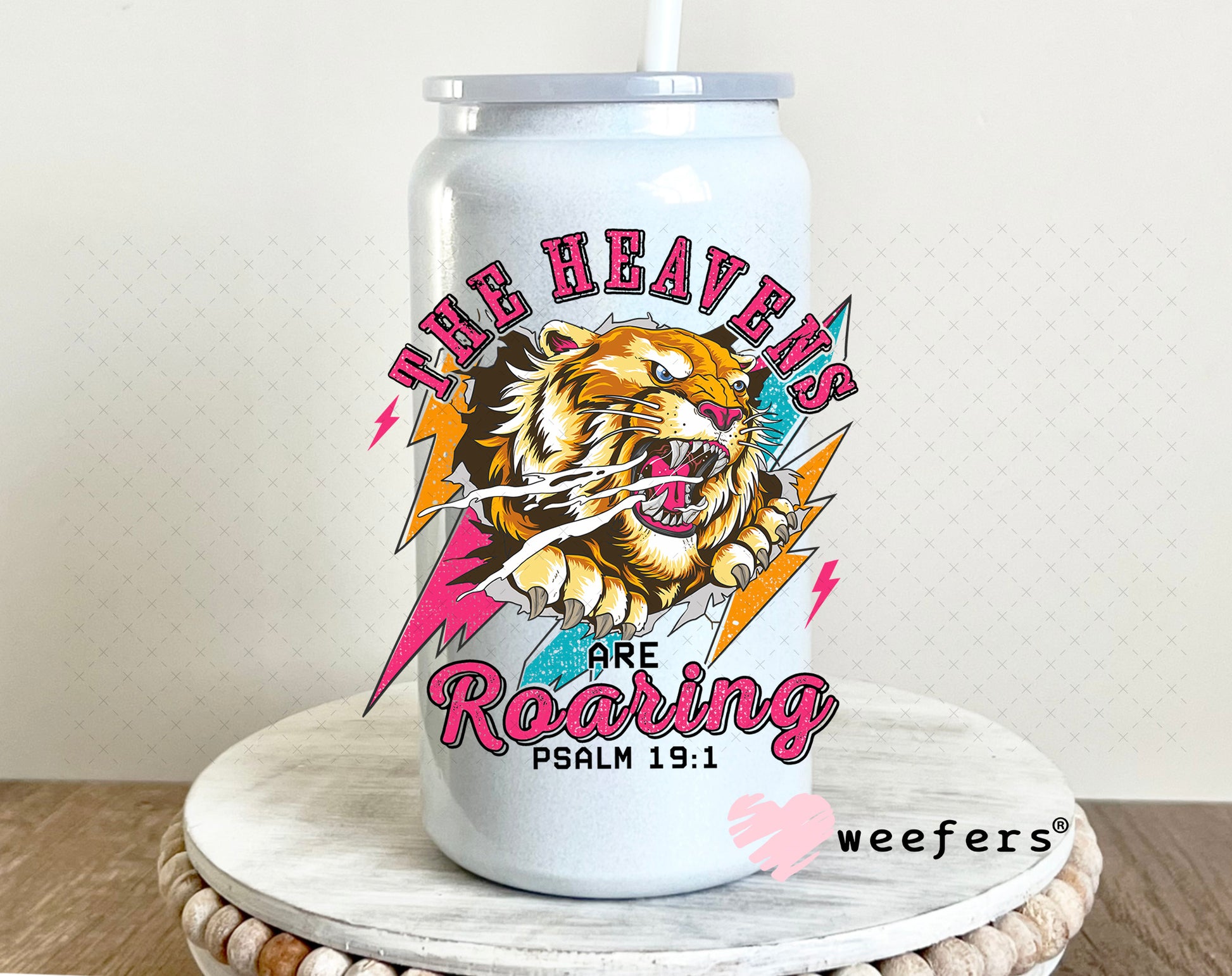 UV DTF Decal - The Heavens are Roaring 16oz Glass Can Generic Weefers