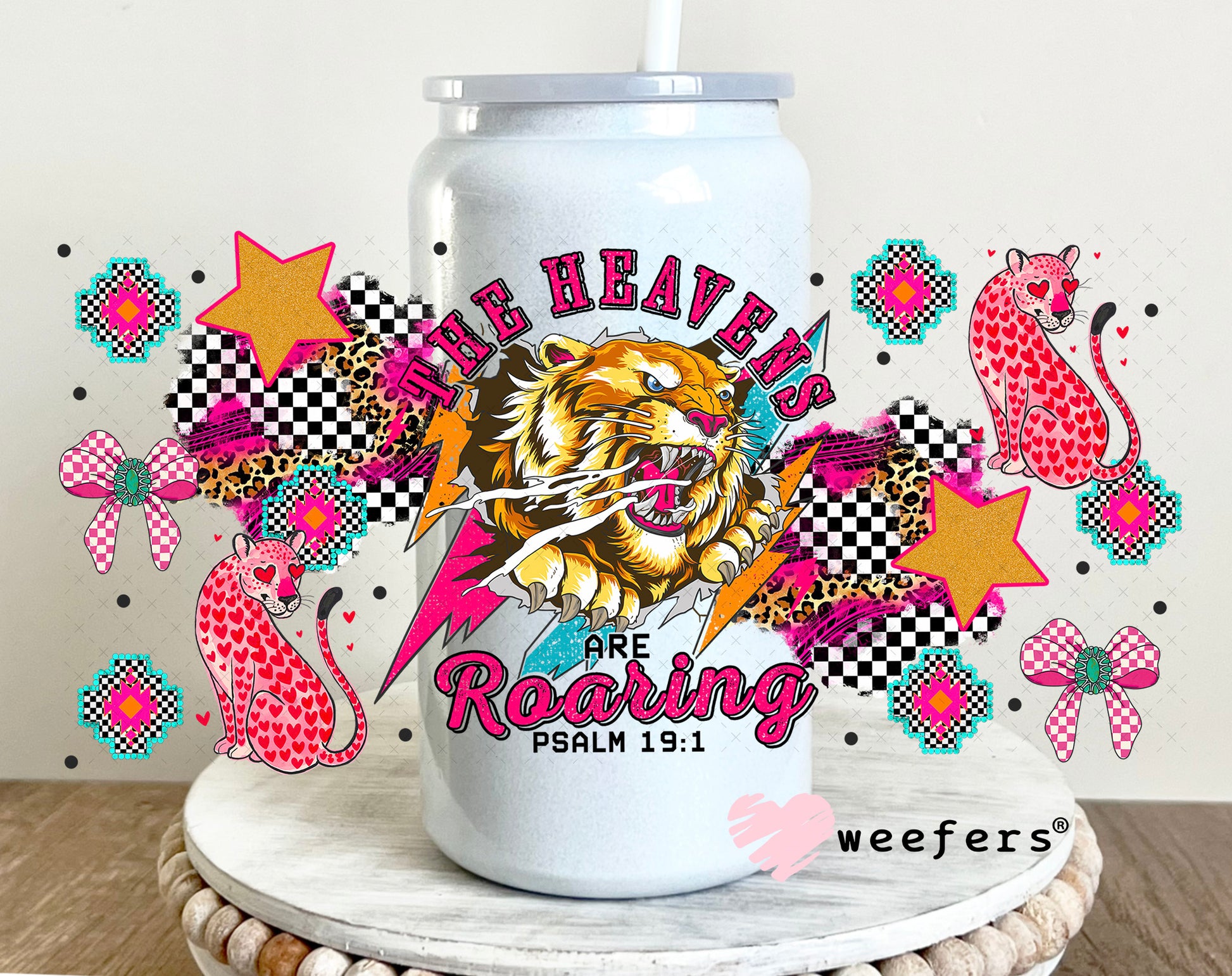 UV DTF Cup Wrap – The Heavens are Roaring - Weefers Exclusive 16oz Glass Can Generic Weefers