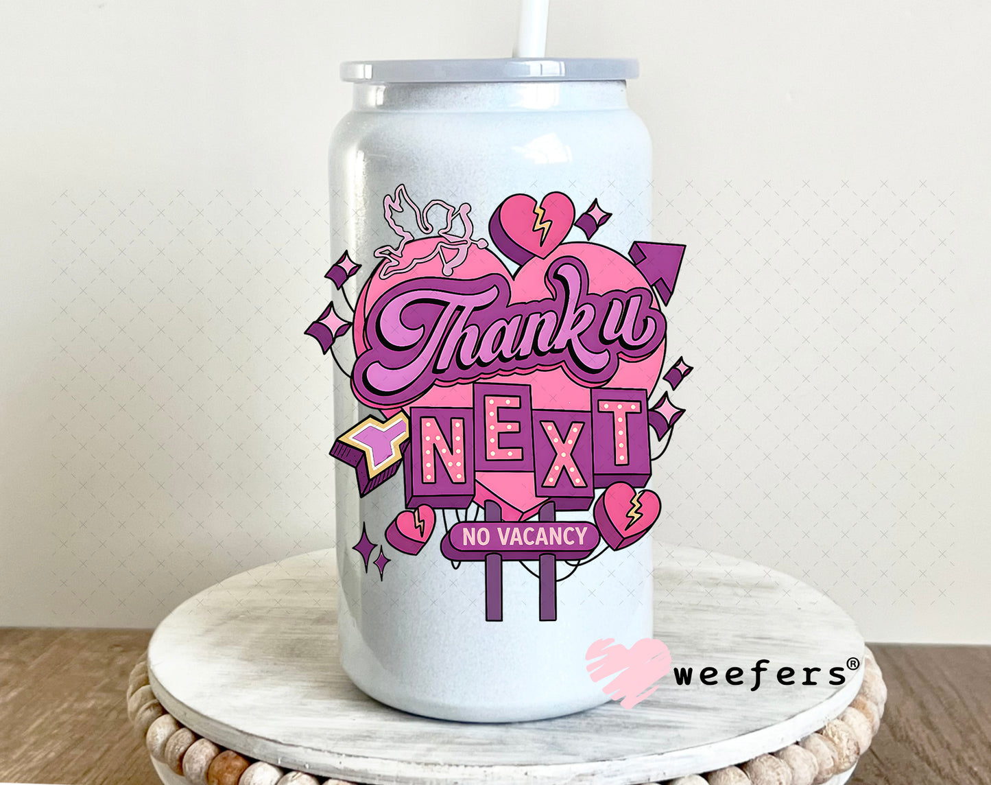 UV DTF Decal - Thank you Next 16oz Glass Can Generic Weefers