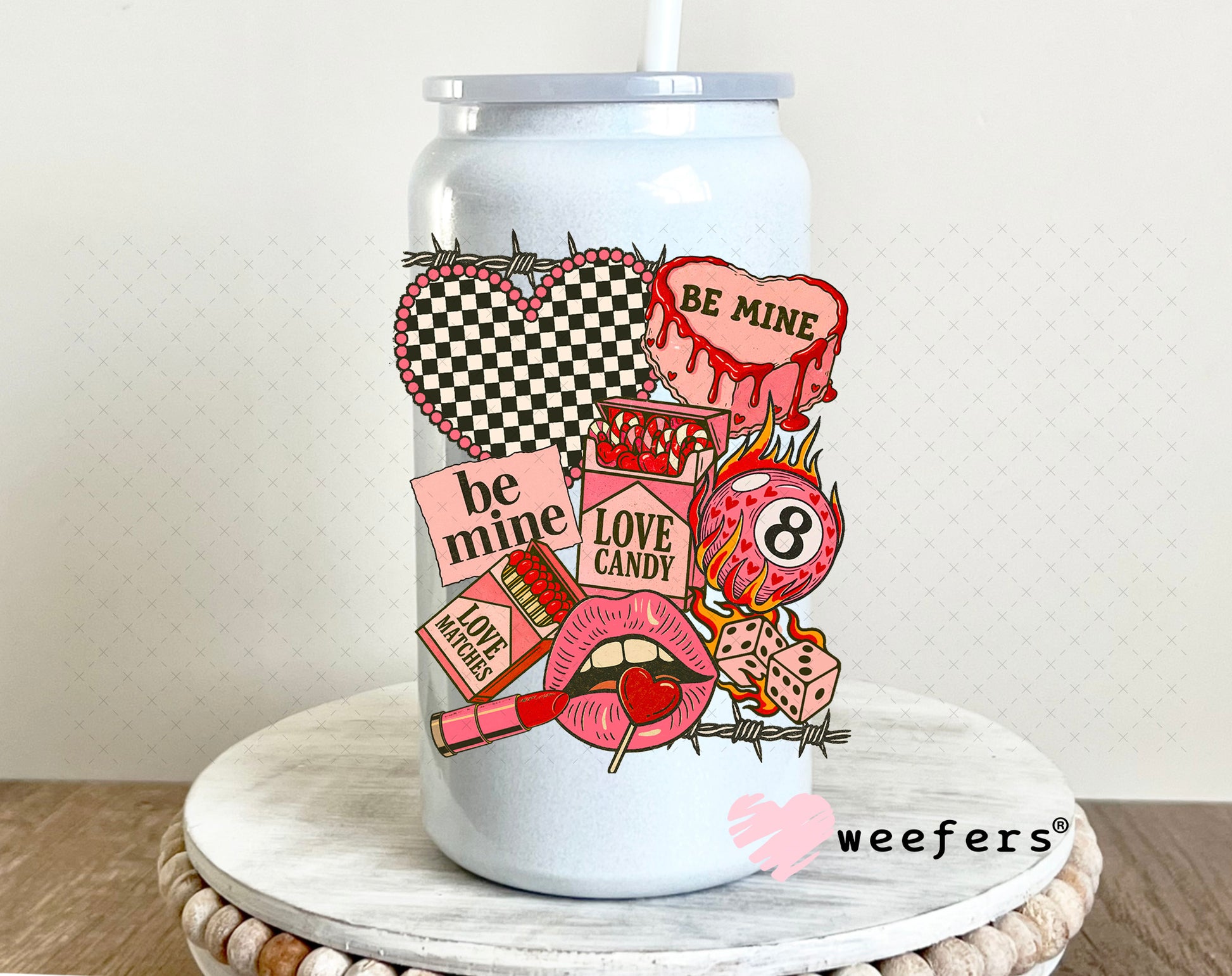 UV DTF Decal - Western Valentine Collage 16oz Glass Can Generic Weefers