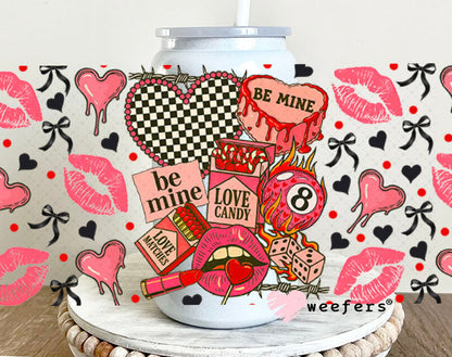 UV DTF Cup Wrap – Be Mine Love Candy - Weefers Exclusive 16oz Glass Can Generic Cup Wrap Weefers