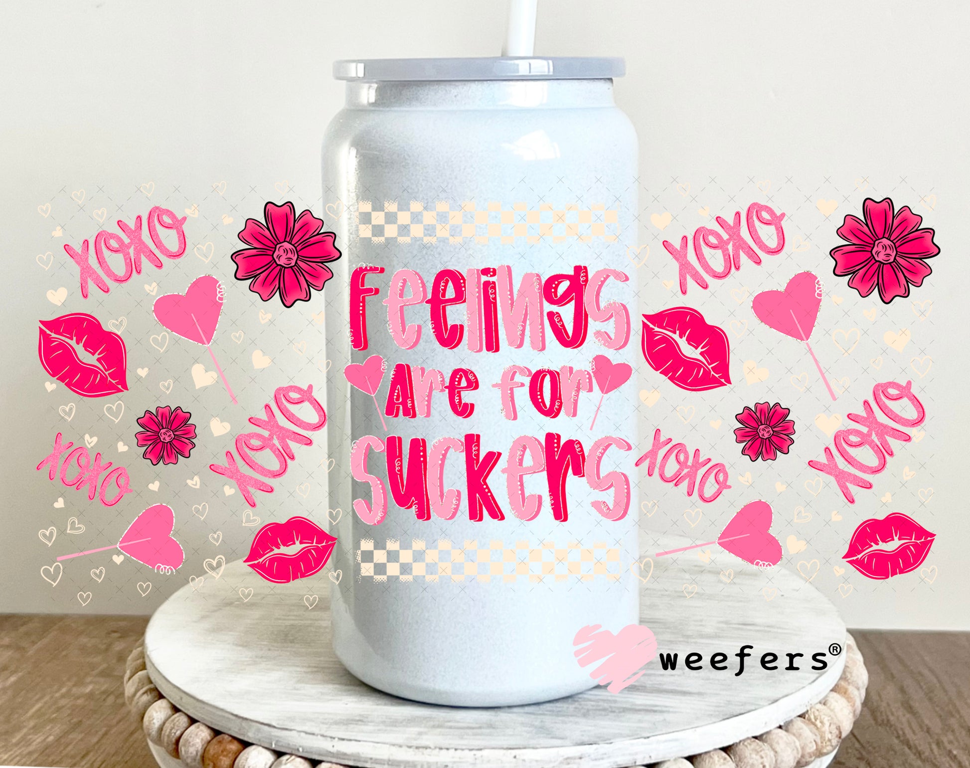 UV DTF Cup Wrap – Feelings are for Suckers Valentine's Day 16oz Glass Can Generic Weefers