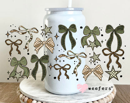 UV DTF Cup Wrap – Camouflage Bows 16oz Glass Can Generic Weefers