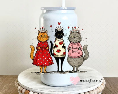 UV DTF Decal - Granny Cats Valentine's Day 16oz Glass Can Generic Weefers