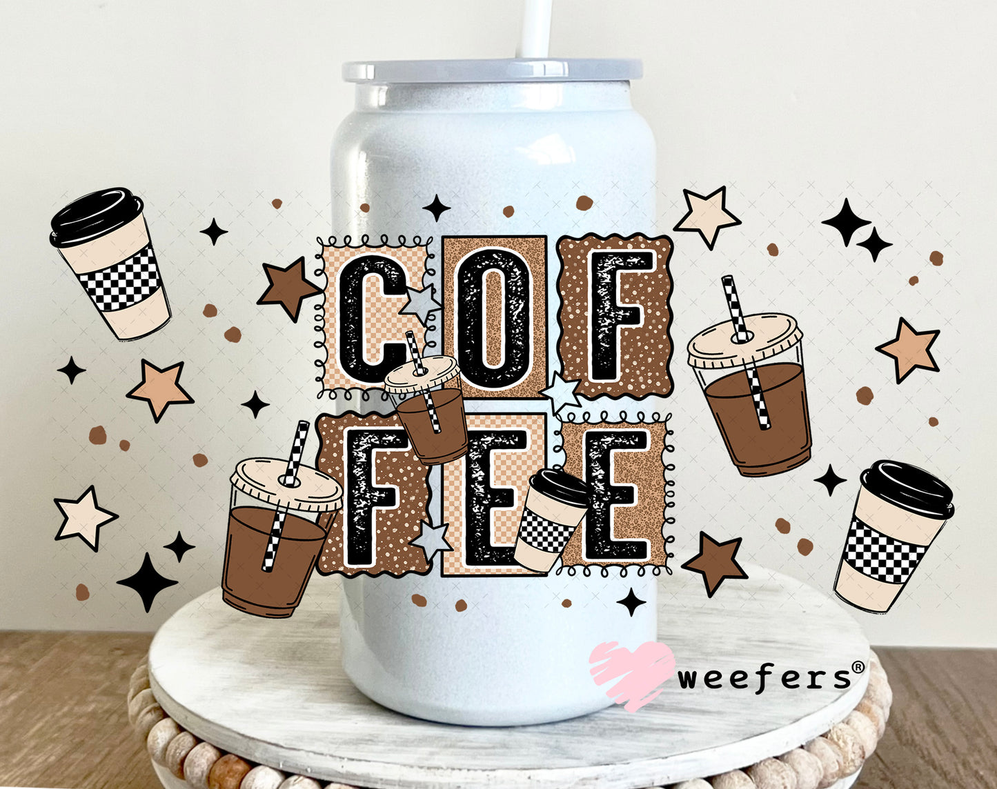 UV DTF Cup Wrap – Coffee Iced and Hot 16oz Glass Can Generic Weefers