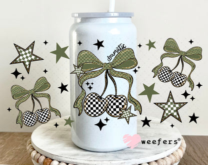 UV DTF Cup Wrap – Camouflage and Checkered Cherries 16oz Glass Can Generic Weefers