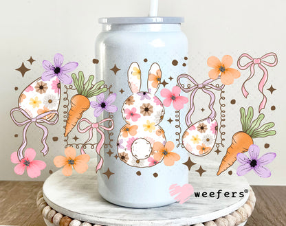 UV DTF Cup Wrap – Floral Easter Bunny 16oz Glass Can Generic Weefers