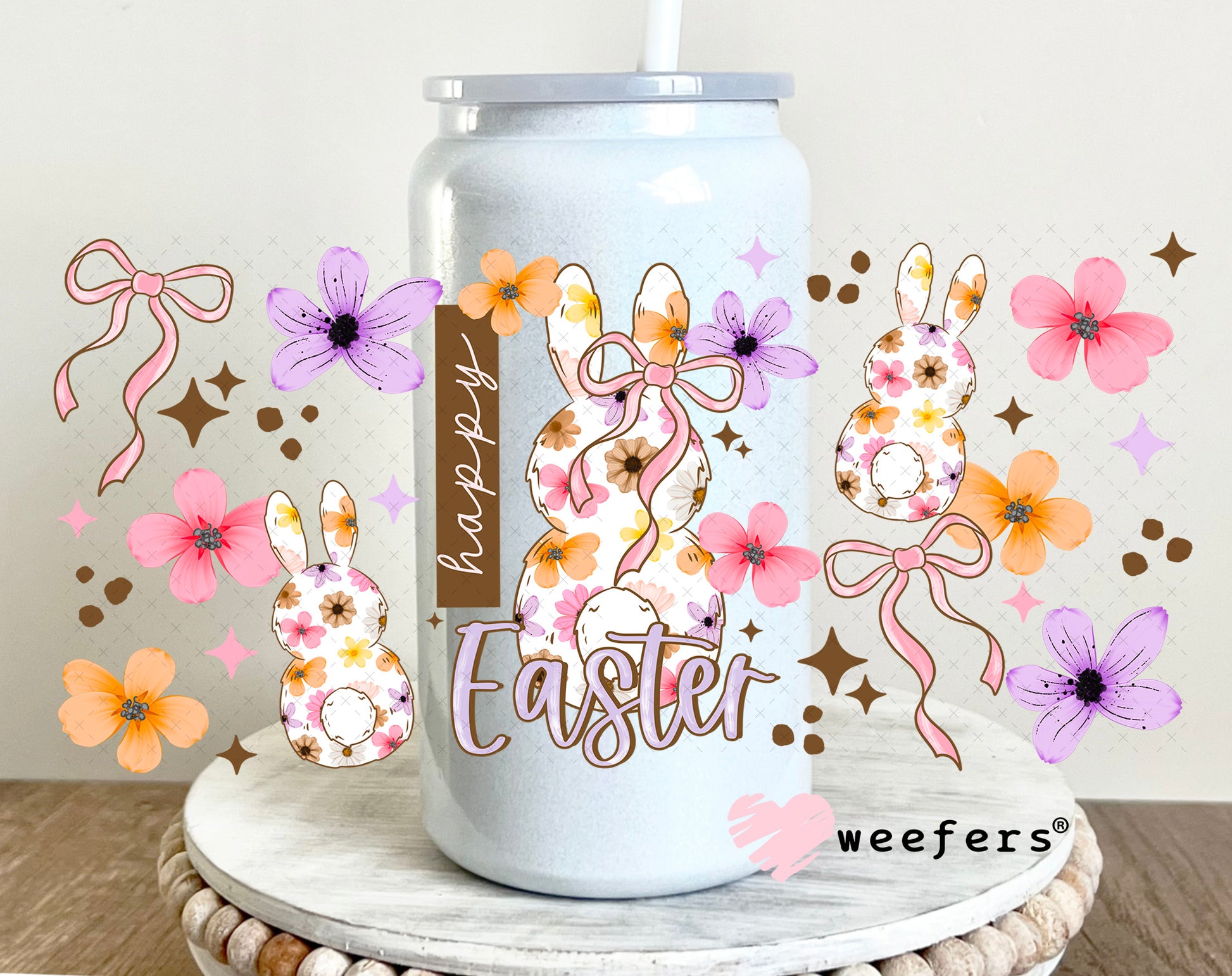 UV DTF Cup Wrap – Happy Easter 16oz Glass Can Generic Weefers