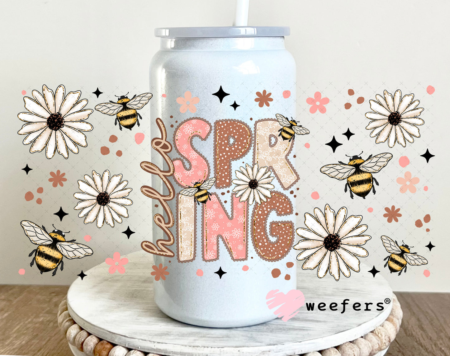 UV DTF Cup Wrap – Hello Spring 16oz Glass Can Generic Weefers