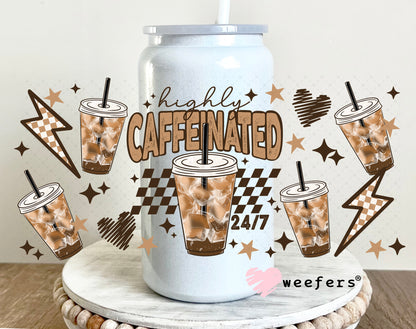 UV DTF Cup Wrap – Highly Caffeinated Brown 16oz Glass Can Generic Weefers