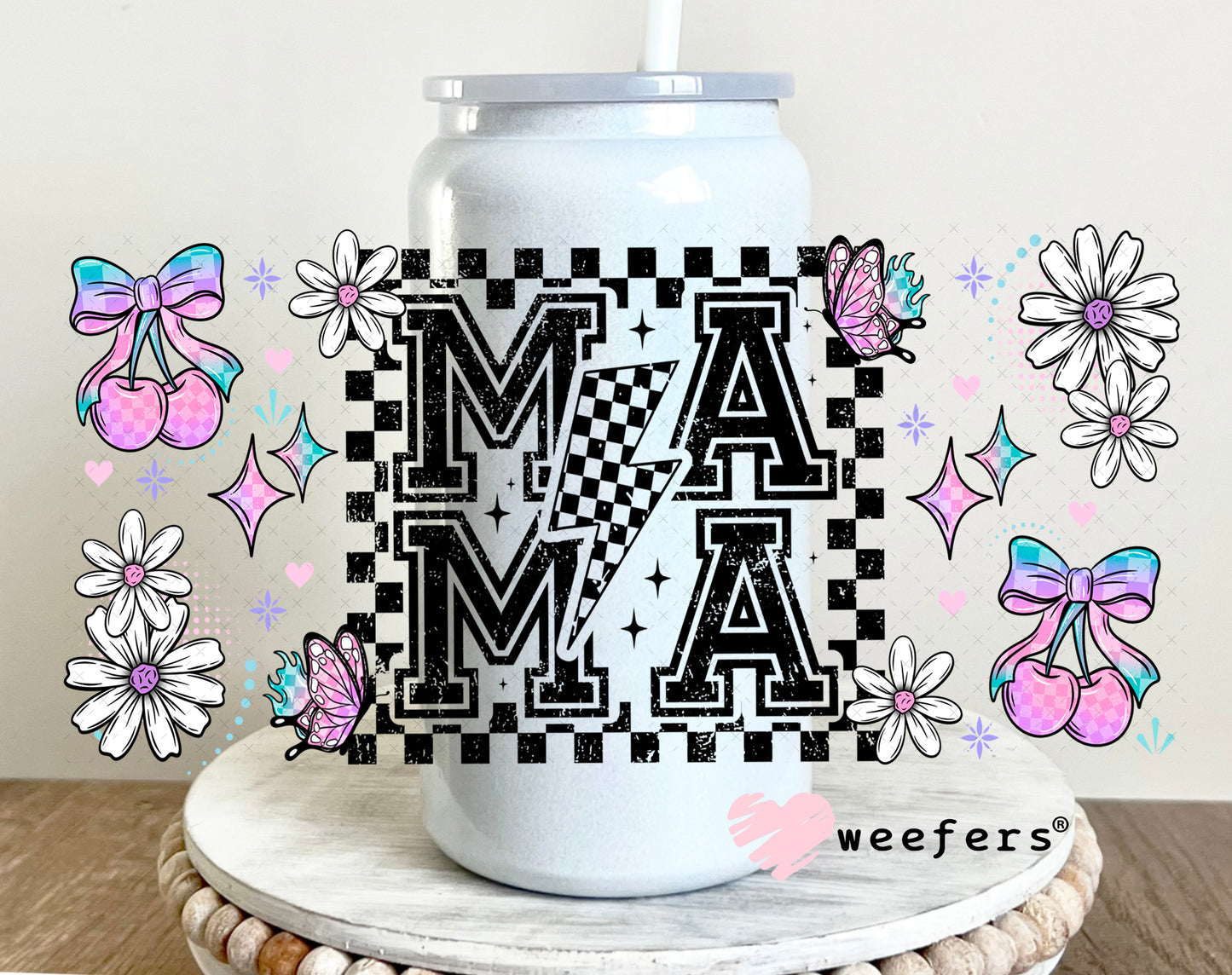 UV DTF Cup Wrap – Mama Lavender Cherries 16oz Glass Can Generic Weefers