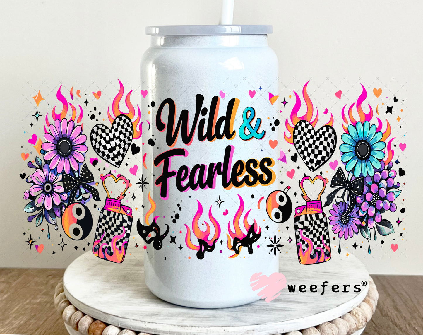 UV DTF Cup Wrap – Wild and Fearless 16oz Glass Can Generic Weefers