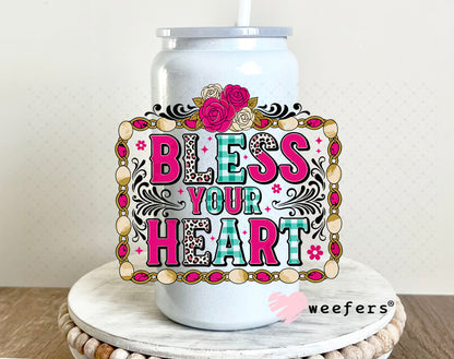 UV DTF Decal - Bless Your Heart 16oz Glass Can Generic Weefers