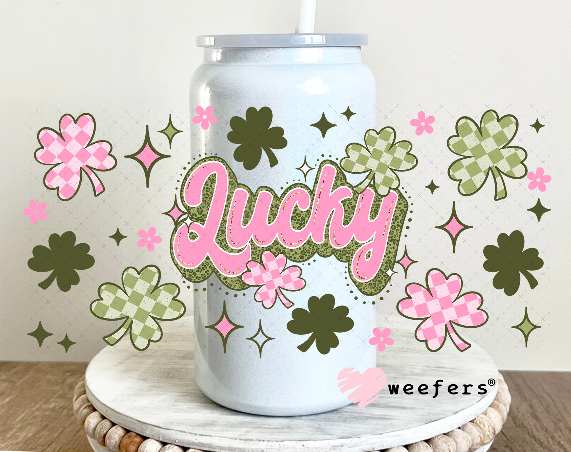 UV DTF Cup Wrap – Lucky St. Patrick's Day 16oz Glass Can Generic Weefers