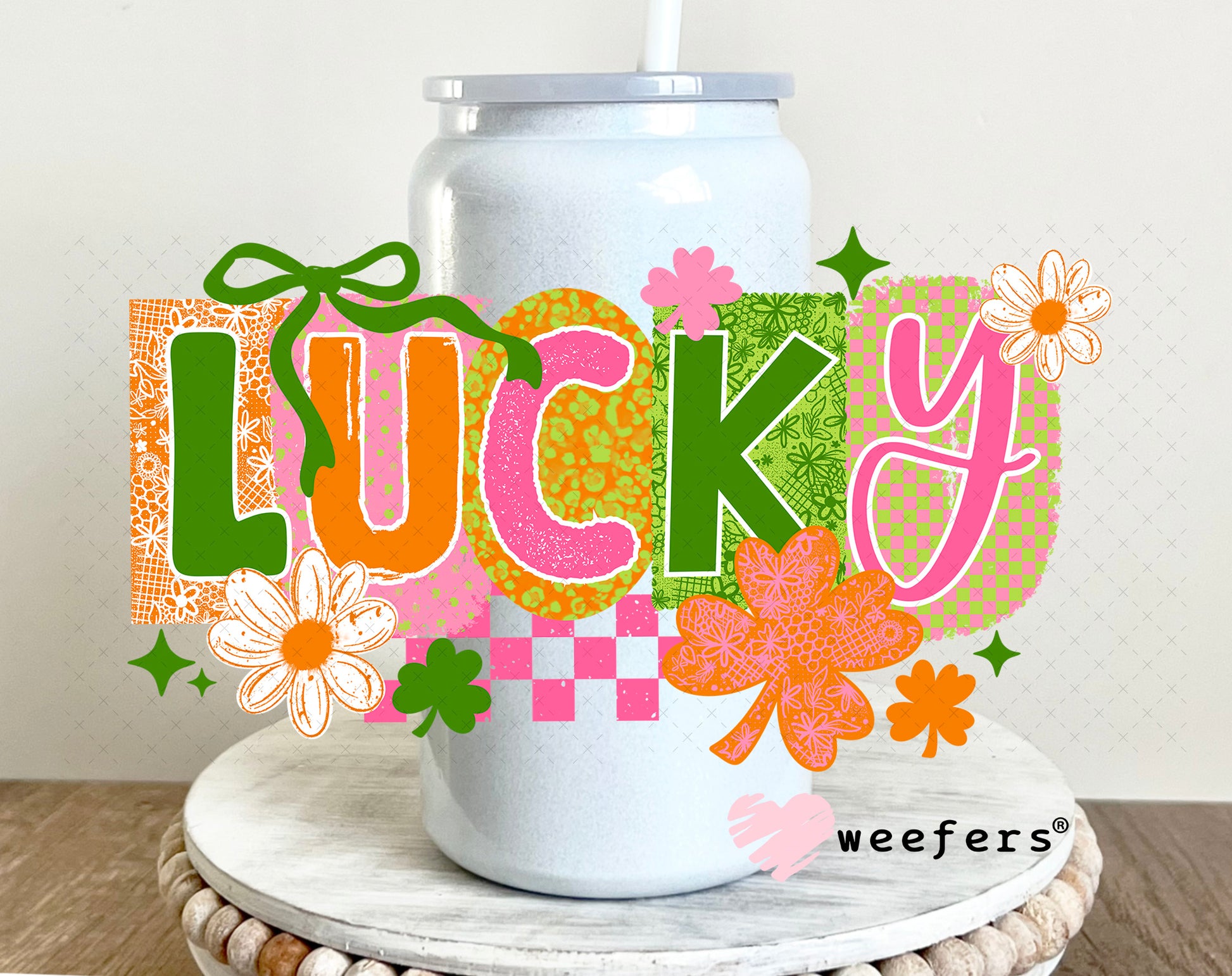 UV DTF Decal - Lucky St. Patrick's Day 16oz Glass Can Generic Weefers