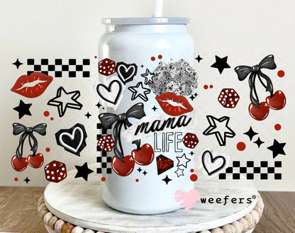UV DTF Cup Wrap – Mama Cherries and Dice 16oz Glass Can Generic Weefers
