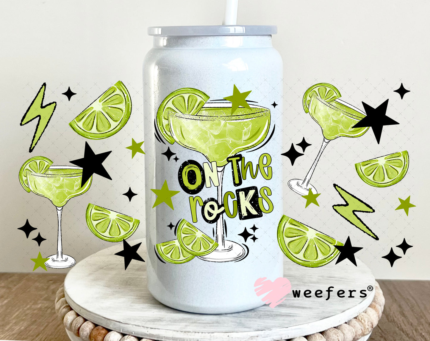 UV DTF Cup Wrap – On the Rocks Margarita 16oz Glass Can Generic Weefers