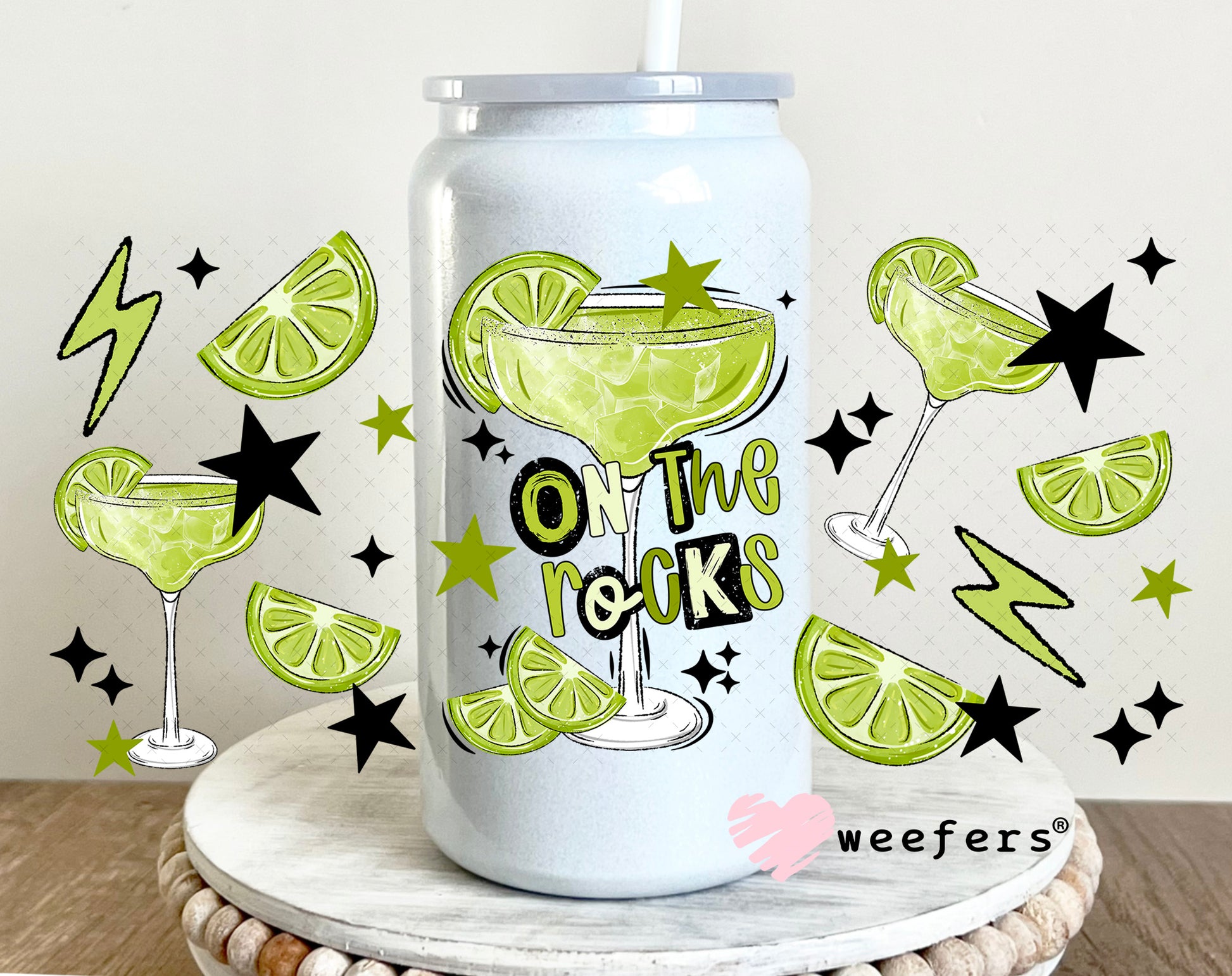 UV DTF Cup Wrap – On the Rocks Margarita 16oz Glass Can Generic Weefers