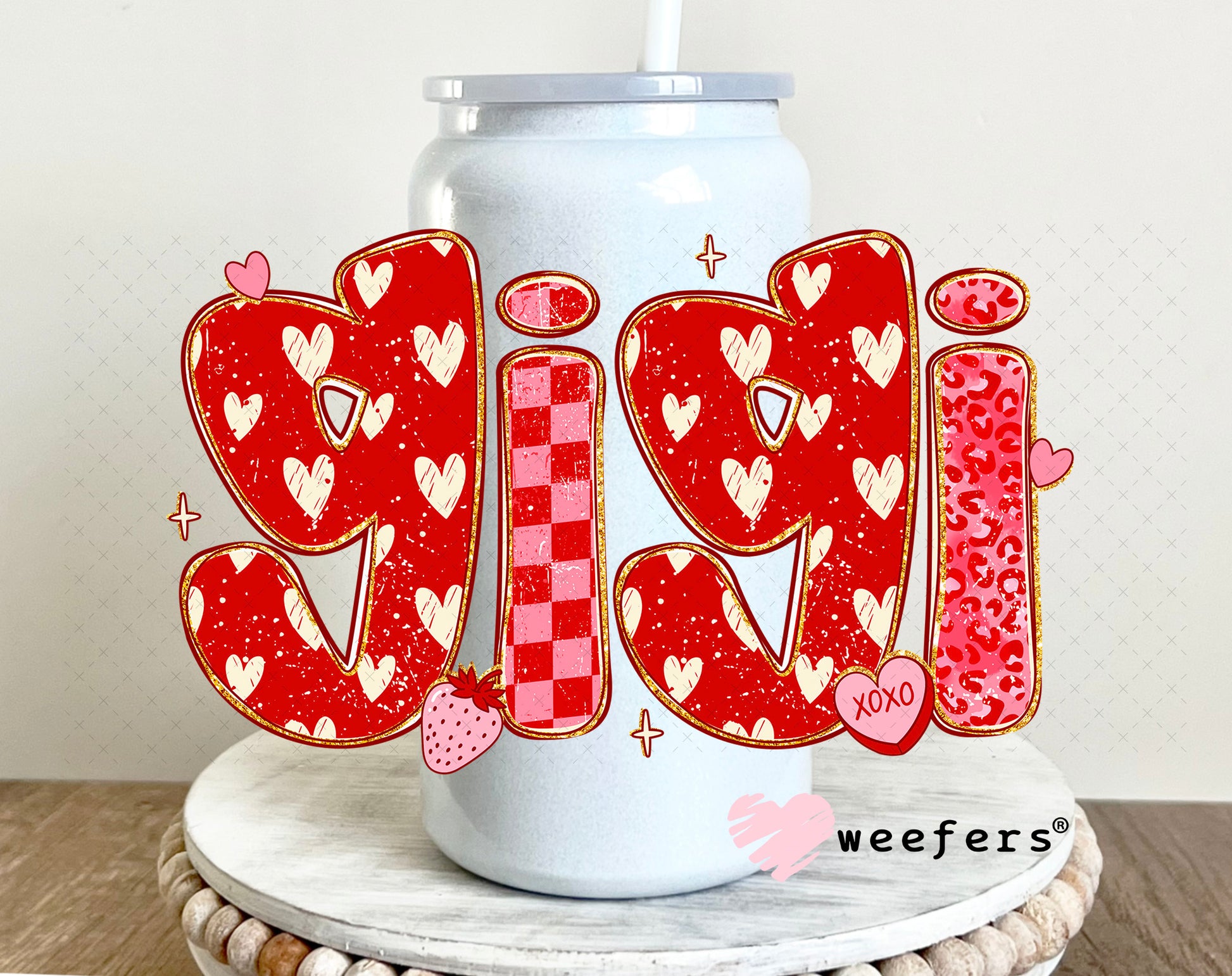 UV DTF Decal - Gigi Valentine's Day 16oz Glass Can Generic Weefers