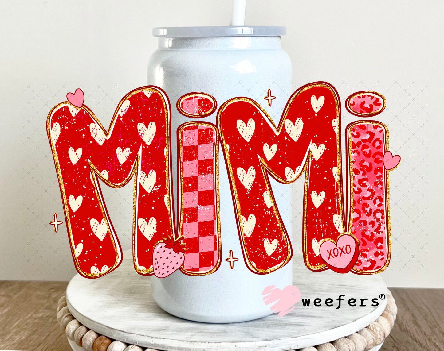 UV DTF Decal - Mimi Valentine's Day 16oz Glass Can Generic Weefers