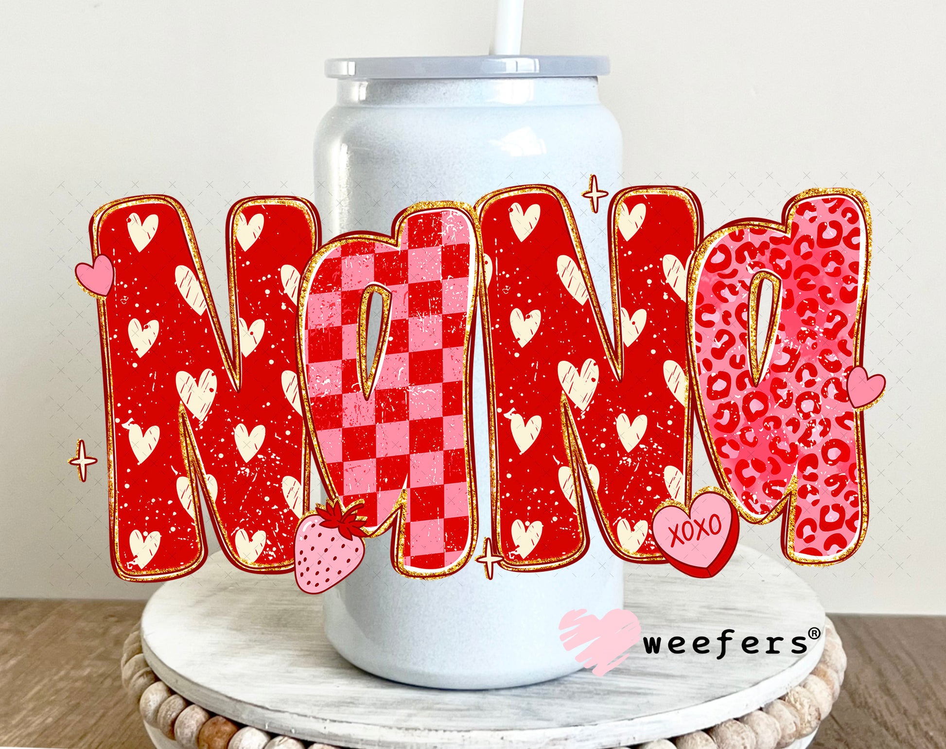 UV DTF Decal - Nana Valentine's Day 16oz Glass Can Generic Weefers