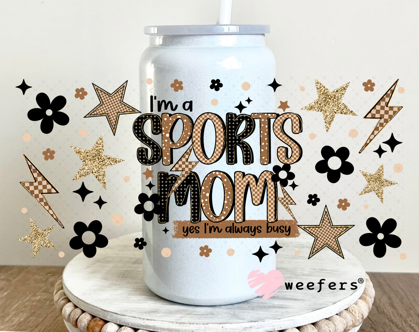UV DTF Cup Wrap – I'm a Sports Mom 16oz Glass Can Generic Weefers