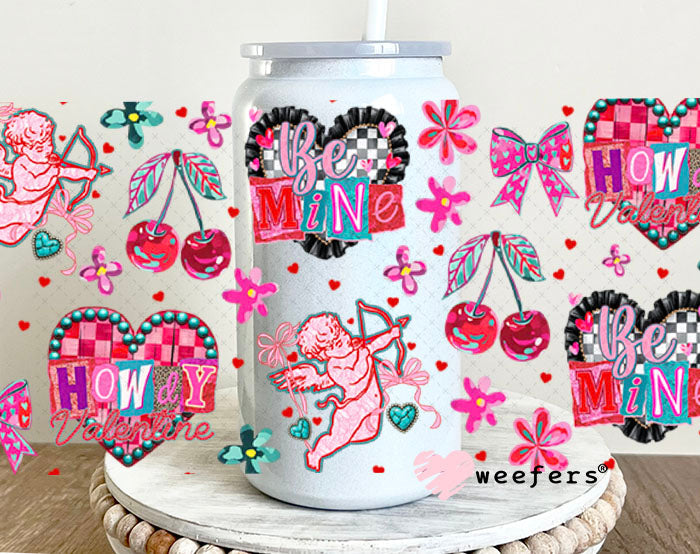 UV DTF Cup Wrap – Cupid Howdy Valentine - Weefers Exclusive 16oz Glass Can Generic Cup Wrap Weefers