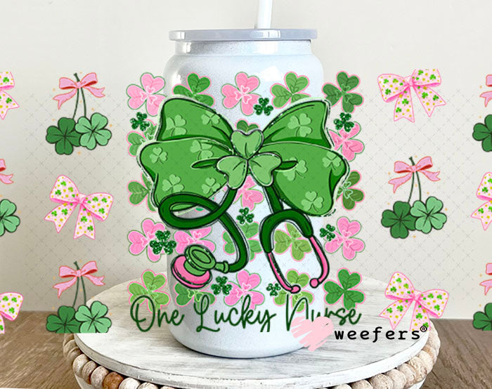 UV DTF Cup Wrap – One Lucky Nurse - Weefers Exclusive 16oz Glass Can Generic Cup Wrap Weefers