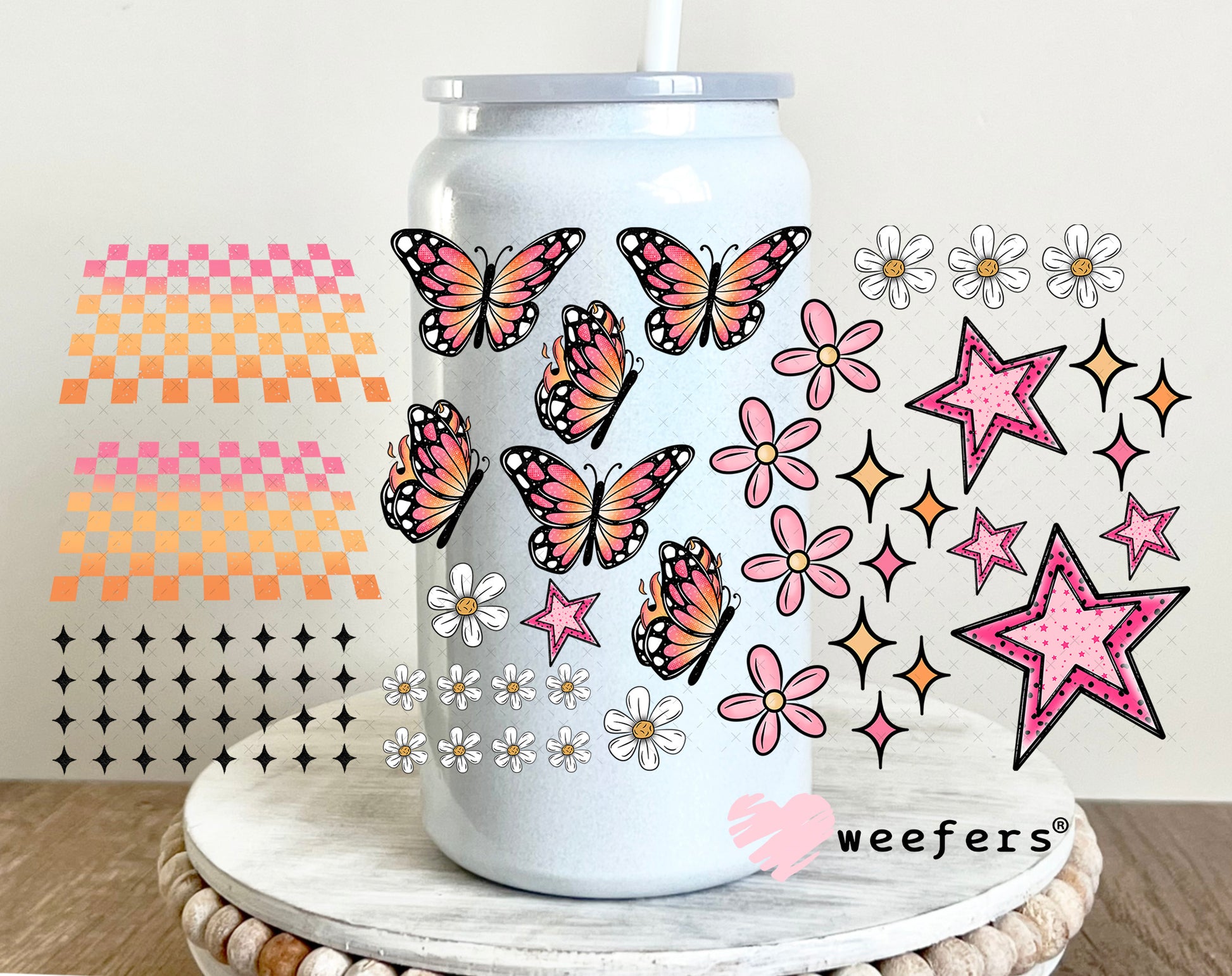 UV DTF Cup Wrap – At Least My Trauma Made Me Funny Sidekick Elements - Weefers Exclusive 16oz Glass Can Generic Weefers