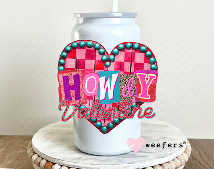 UV DTF Decal -Howdy Valentine Valentine's Day 16oz Glass Can Generic Weefers