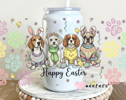 UV DTF Cup Wrap – Happy Easter Dog Friends - Weefers Exclusive 16oz Glass Can Generic Cup Wrap Weefers