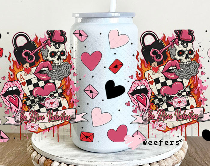 UV DTF Cup Wrap – Be Mine Valentine Weefers Exclusive 16oz Glass Can Generic Cup Wrap Weefers
