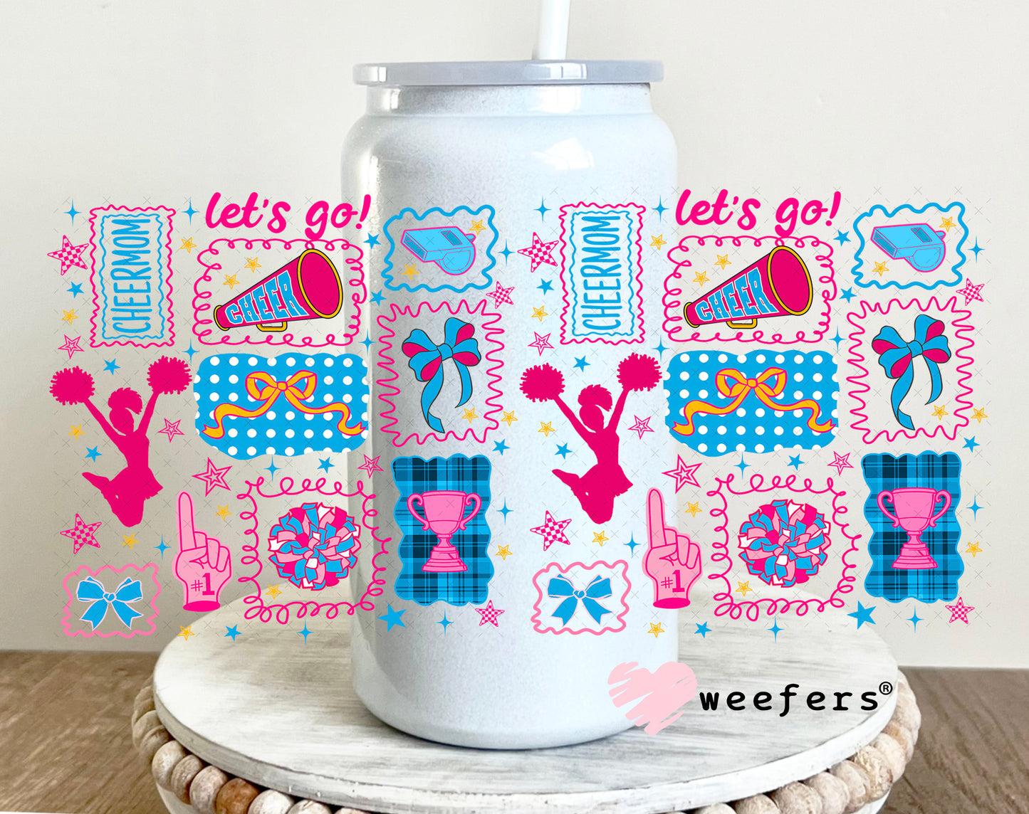 UV DTF Cup Wrap – Cheer Mom Weefers Exclusive 16oz Glass Can Generic Weefers
