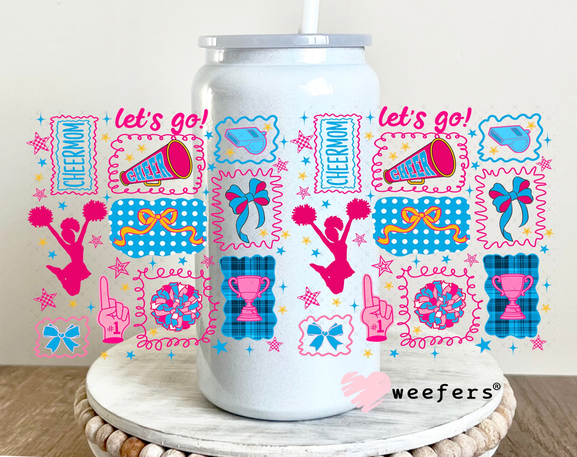 UV DTF Cup Wrap – Cheer Mom Weefers Exclusive 16oz Glass Can Generic Weefers