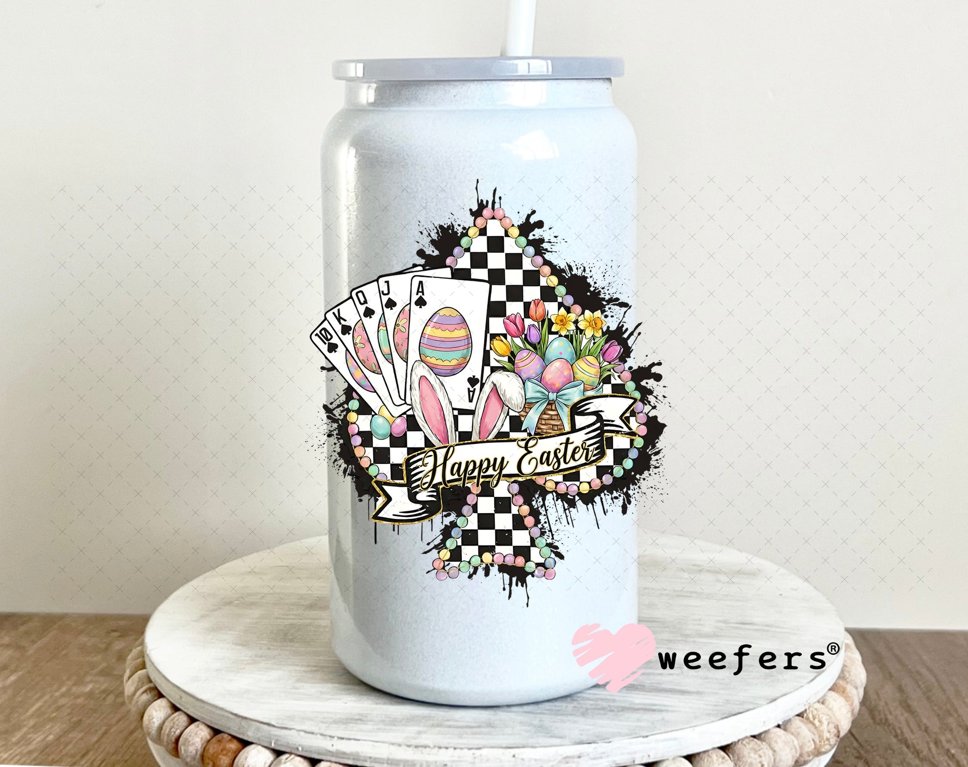 UV DTF Decal - Happy Easter Western 16oz Glass Can Generic Weefers