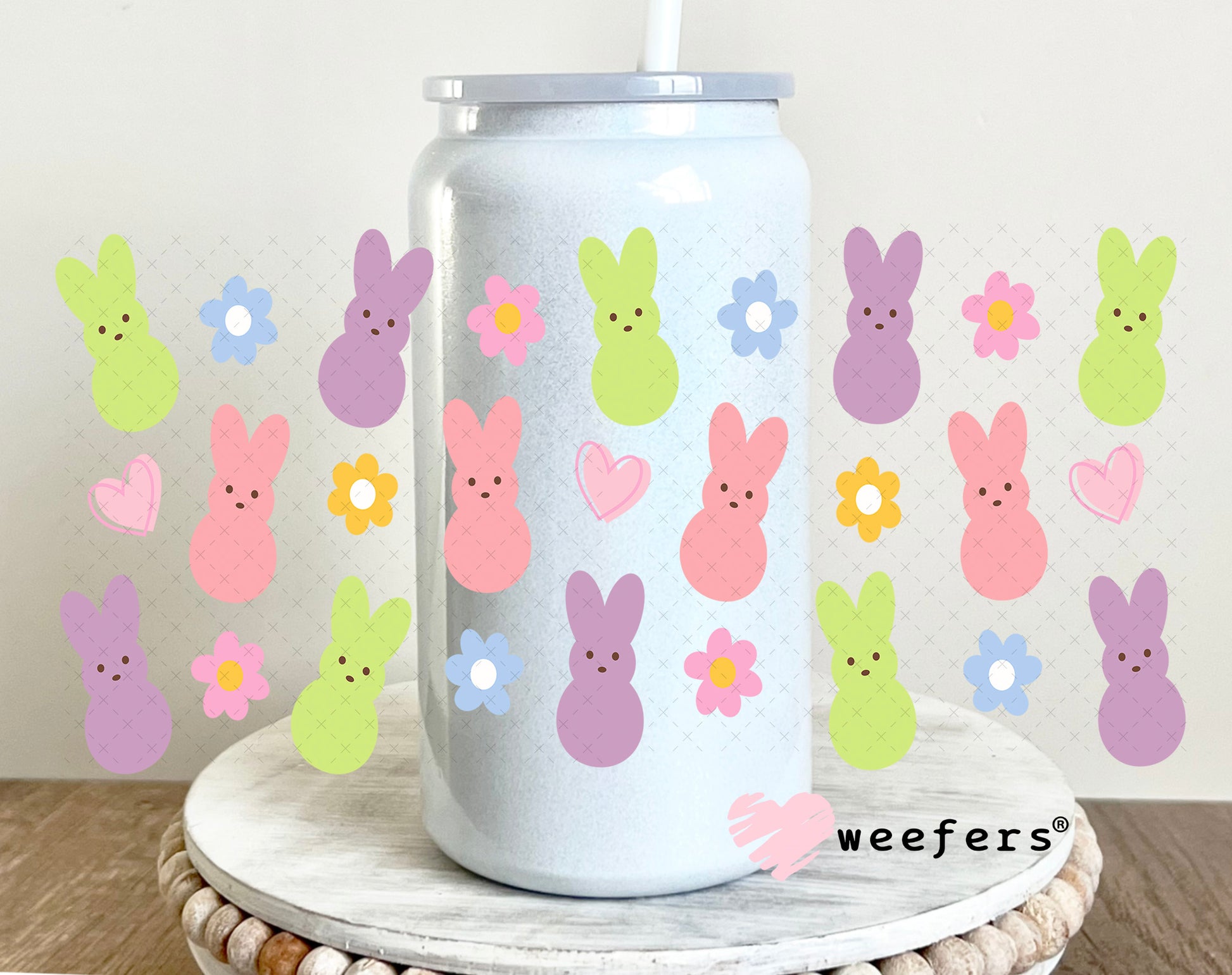 UV DTF Cup Wrap – I See Bunnies 16oz Glass Can Generic Weefers