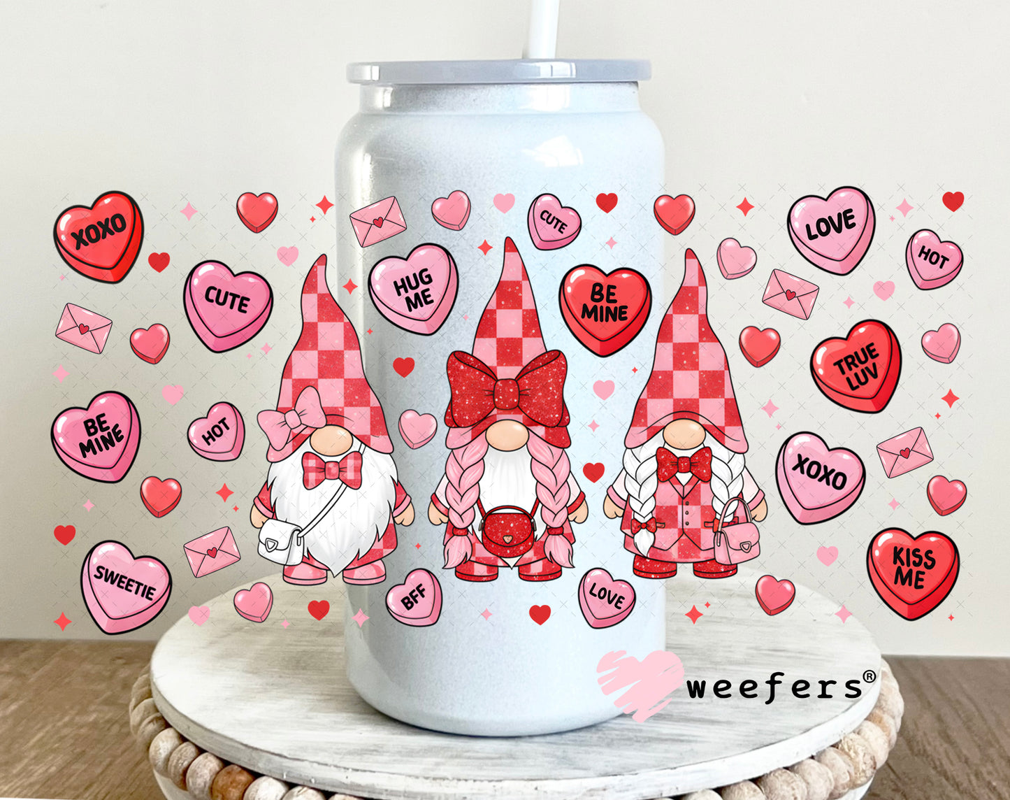 UV DTF Cup Wrap – Valentine Gnomes 16oz Glass Can Generic Weefers