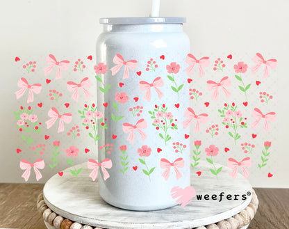 UV DTF Cup Wrap – Coquette Pink Bows 16oz Glass Can Generic Weefers