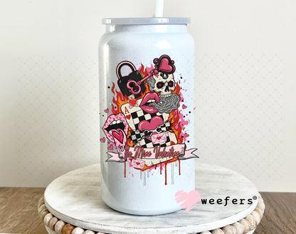 UV DTF Decal - Be Mine Valentine 16oz Glass Can Generic Weefers