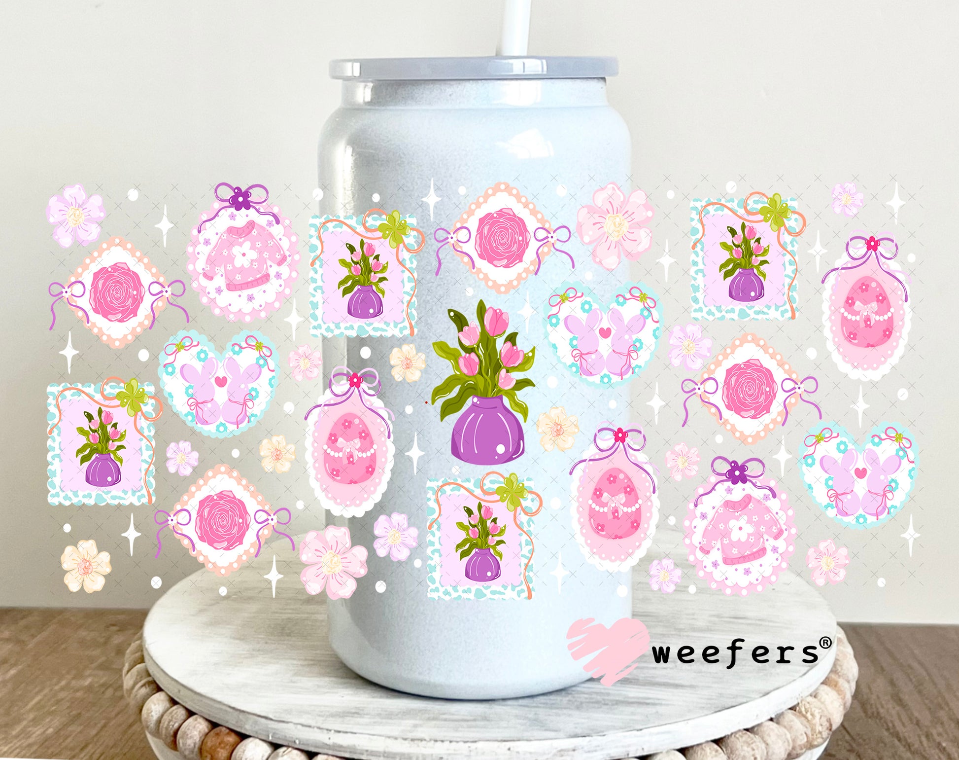 UV DTF Cup Wrap – Vintage Easter 16oz Glass Can Generic Weefers