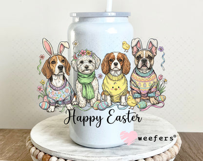 UV DTF Decal - Happy Easter Dog Friends 16oz Glass Can Generic Weefers