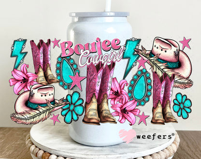 UV DTF Cup Wrap – Boujee Cowgirl 16oz Glass Can Generic Weefers