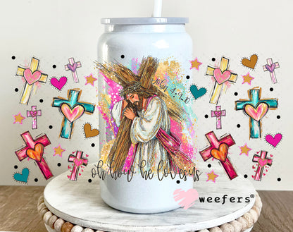 UV DTF Cup Wrap – Oh how He Loves Us - Weefers Exclusive 16oz Glass Can Generic Weefers